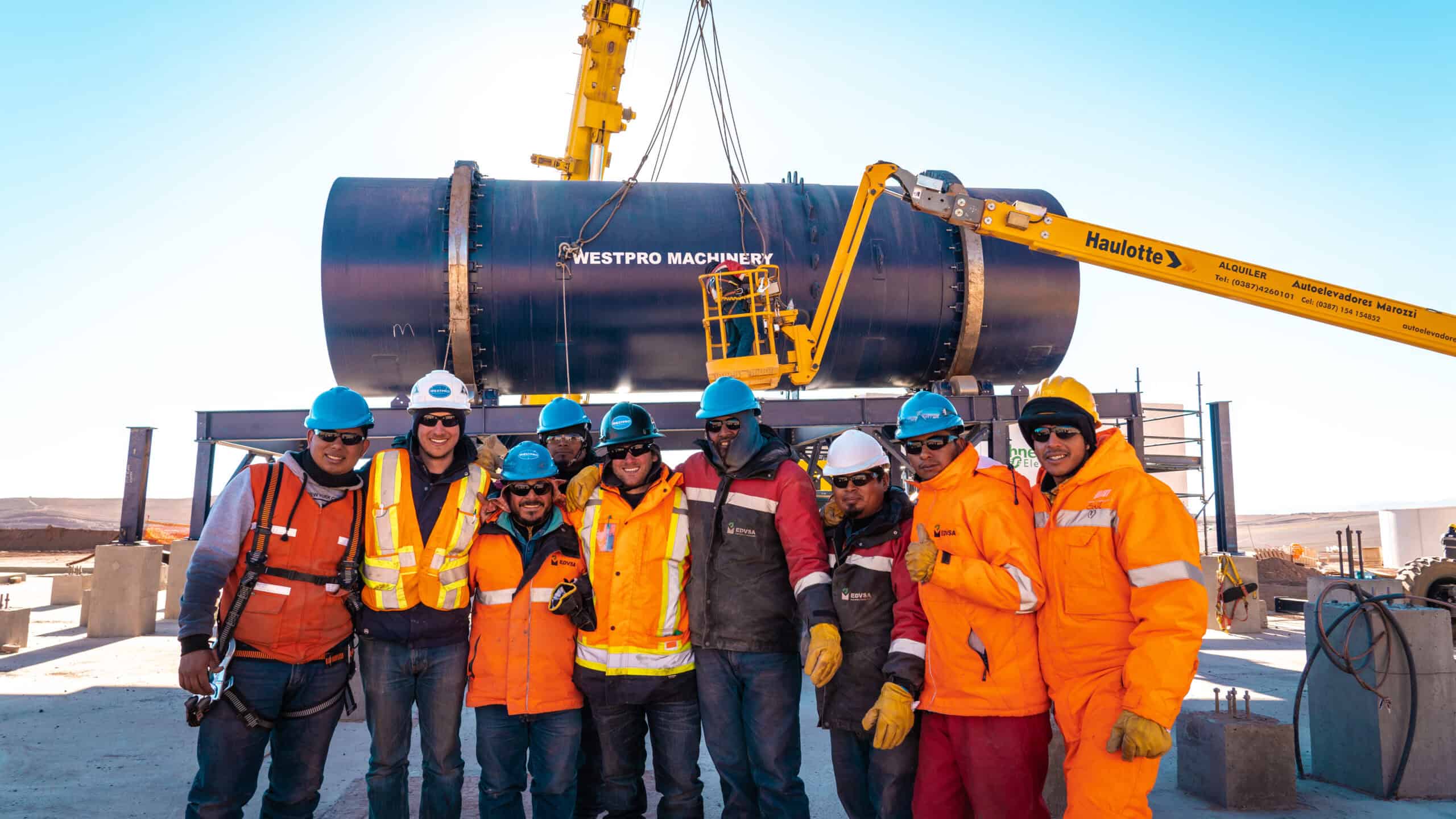 Chain-Drive Agglomerator during installation at gold heap leach operation in Argentina
